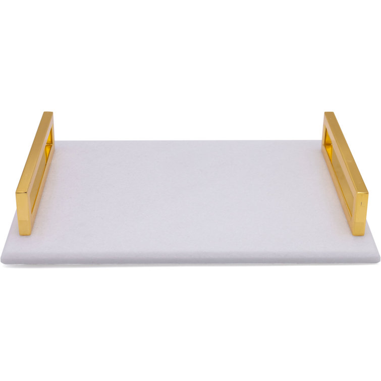 Canora Grey Vargo Marble Vanity Tray with Gold Handles Wayfair.co.uk